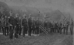 Bild: Feuerwehr Dirmingen anno ca 1910 bei einer &amp;Uuml;bung
