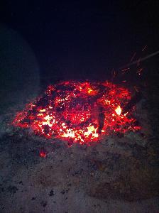 Bild: Das Feuer nach ca 3,5 Stunden. (Foto: LBZ Habach)