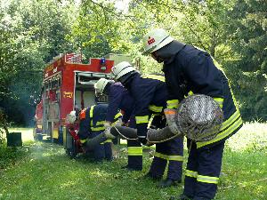 Bild: Gemeinsame Gro&amp;szlig;&amp;uuml;bung von Feuerwehr, THW und DRK in Sotzweiler (Foto: Dirk Sch&amp;auml;fer)