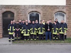 Bild: Kameraden des LB Dirmingen und LB Hierscheid bei der Atemschutzausbildung in der Hauptrettungsstelle von Saarberg in Friedrichsthal