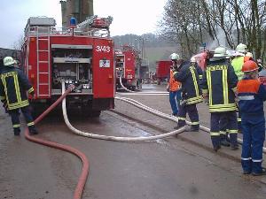 Bild: Das LF16 des Löschbezirk Dirmingen unterstützte in der Menschenrettung und der Brandbekämpfung.