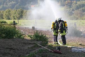 Bild: Die Löschbezirke Dirmingen, Hierscheid und Humes übten zusammen