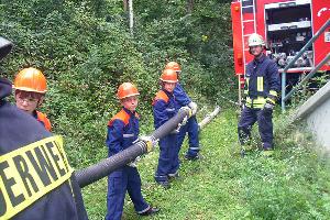 Bild: Aufbau der Saugleitung zur Löschwasserentnahme aus der Ill