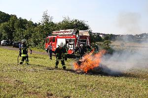 Bild: Da keine Gefahr der Ausbreitung bestand, wurde das Heu kontrolliert abbrennen gelassen