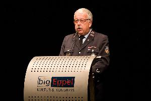 Bild: Felix Becker begrüßte zahlreiche Gäste am Familienabend des Löschbezirks Eppelborn im big Eppel