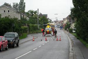 Bild: Auch der Rettungshubschrauber Christoph 16 war in der Dirminger Straße gelandet
