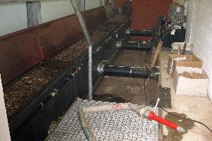 Bild: Der Brand entstand im Bereich der Förderschnecke vom Spänebunker zur Heizungsanlage