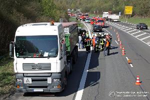 Bild: Gro&amp;szlig;einsatz der Feuerwehr bei einem vermeintlichen LKW-Brand auf der B41 bei Neunkirchen (Foto: Christopher Benkert - Feuerwehr Neunkirchen)