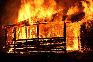 Bild: Beim Eintreffen der Feuerwehr stand die Hütte in Vollbrand