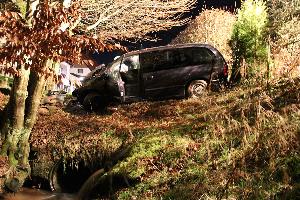 Bild: Der Fahrt endete nach mehreren Metern an einem Baum