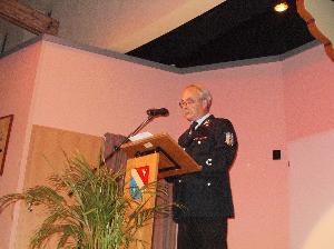 Bild: Löschbezirksführer Wolfgang Braun während seiner Ansprache