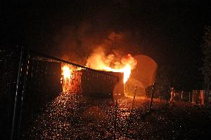 Bild: Beim Eintreffen der Einsatzkräfte stand der Baucontainer bereits im Vollbrand