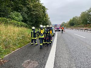 Bild: Einsatz der Feuerwehr auf der A1 zwischen Eppelborn und Illingen