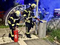 Bild: Brand eines Mülleimers am Bahnhof in Dirmingen